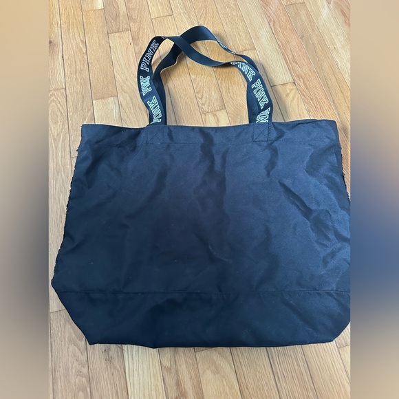 PINK Victoria's Secret Black and Gold Sequin Tote - Picture 4 of 10